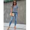 imageBlooming Jelly Womens White Blouse V Neck Ruffle Sleeve Flowy Shirts Dressy Casual Cute Summer TopsHaze Blue