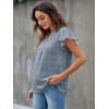 imageBlooming Jelly Womens White Blouse V Neck Ruffle Sleeve Flowy Shirts Dressy Casual Cute Summer TopsHaze Blue