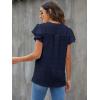 imageBlooming Jelly Womens White Blouse V Neck Ruffle Sleeve Flowy Shirts Dressy Casual Cute Summer TopsNavy Blue
