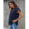 imageBlooming Jelly Womens White Blouse V Neck Ruffle Sleeve Flowy Shirts Dressy Casual Cute Summer TopsNavy Blue
