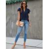 imageBlooming Jelly Womens White Blouse V Neck Ruffle Sleeve Flowy Shirts Dressy Casual Cute Summer TopsNavy Blue