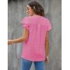 imageBlooming Jelly Womens White Blouse V Neck Ruffle Sleeve Flowy Shirts Dressy Casual Cute Summer TopsPink02
