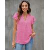 imageBlooming Jelly Womens White Blouse V Neck Ruffle Sleeve Flowy Shirts Dressy Casual Cute Summer TopsPink02