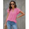 imageBlooming Jelly Womens White Blouse V Neck Ruffle Sleeve Flowy Shirts Dressy Casual Cute Summer TopsPink02