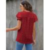 imageBlooming Jelly Womens White Blouse V Neck Ruffle Sleeve Flowy Shirts Dressy Casual Cute Summer TopsRed