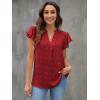 imageBlooming Jelly Womens White Blouse V Neck Ruffle Sleeve Flowy Shirts Dressy Casual Cute Summer TopsRed