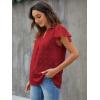 imageBlooming Jelly Womens White Blouse V Neck Ruffle Sleeve Flowy Shirts Dressy Casual Cute Summer TopsRed