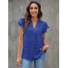 imageBlooming Jelly Womens White Blouse V Neck Ruffle Sleeve Flowy Shirts Dressy Casual Cute Summer TopsRoyal Blue