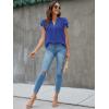 imageBlooming Jelly Womens White Blouse V Neck Ruffle Sleeve Flowy Shirts Dressy Casual Cute Summer TopsRoyal Blue