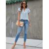 imageBlooming Jelly Womens White Blouse V Neck Ruffle Sleeve Flowy Shirts Dressy Casual Cute Summer TopsSky Blue