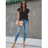 imageBlooming Jelly Womens White Blouse V Neck Ruffle Sleeve Flowy Shirts Dressy Casual Cute Summer TopsSolid Colorblack