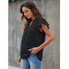 imageBlooming Jelly Womens White Blouse V Neck Ruffle Sleeve Flowy Shirts Dressy Casual Cute Summer TopsSolid Colorblack