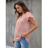 imageBlooming Jelly Womens White Blouse V Neck Ruffle Sleeve Flowy Shirts Dressy Casual Cute Summer TopsSolid Colorpink