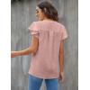 imageBlooming Jelly Womens White Blouse V Neck Ruffle Sleeve Flowy Shirts Dressy Casual Cute Summer TopsSolid Colorpink