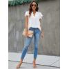 imageBlooming Jelly Womens White Blouse V Neck Ruffle Sleeve Flowy Shirts Dressy Casual Cute Summer TopsSolid Colorwhite