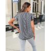 imageBlooming Jelly Womens White Blouse V Neck Ruffle Sleeve Flowy Shirts Dressy Casual Cute Summer TopsStripedblack and White
