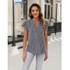 imageBlooming Jelly Womens White Blouse V Neck Ruffle Sleeve Flowy Shirts Dressy Casual Cute Summer TopsStripedgrey 02 and White