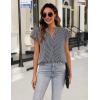 imageBlooming Jelly Womens White Blouse V Neck Ruffle Sleeve Flowy Shirts Dressy Casual Cute Summer TopsStripedgrey 02 and White