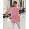 imageBlooming Jelly Womens White Blouse V Neck Ruffle Sleeve Flowy Shirts Dressy Casual Cute Summer TopsStripedred and White