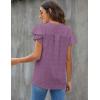 imageBlooming Jelly Womens White Blouse V Neck Ruffle Sleeve Flowy Shirts Dressy Casual Cute Summer TopsViolet
