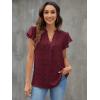imageBlooming Jelly Womens White Blouse V Neck Ruffle Sleeve Flowy Shirts Dressy Casual Cute Summer TopsWine Red