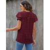 imageBlooming Jelly Womens White Blouse V Neck Ruffle Sleeve Flowy Shirts Dressy Casual Cute Summer TopsWine Red