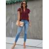 imageBlooming Jelly Womens White Blouse V Neck Ruffle Sleeve Flowy Shirts Dressy Casual Cute Summer TopsWine Red