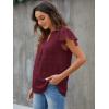 imageBlooming Jelly Womens White Blouse V Neck Ruffle Sleeve Flowy Shirts Dressy Casual Cute Summer TopsWine Red