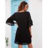 imageBlooming Jelly Womens White Dresses Short Sleeve V Neck Ruffle Cute Sun Dress Chiffon Flowy Shift Mini DressBlack