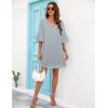 imageBlooming Jelly Womens White Dresses Short Sleeve V Neck Ruffle Cute Sun Dress Chiffon Flowy Shift Mini DressGrey