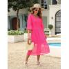 imageBlooming Jelly Womens White Dresses Short Sleeve V Neck Ruffle Cute Sun Dress Chiffon Flowy Shift Mini DressHot Pink