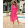 imageBlooming Jelly Womens White Dresses Short Sleeve V Neck Ruffle Cute Sun Dress Chiffon Flowy Shift Mini DressHot Pink