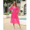 imageBlooming Jelly Womens White Dresses Short Sleeve V Neck Ruffle Cute Sun Dress Chiffon Flowy Shift Mini DressHot Pink