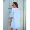 imageBlooming Jelly Womens White Dresses Short Sleeve V Neck Ruffle Cute Sun Dress Chiffon Flowy Shift Mini DressLight Blue