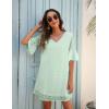 imageBlooming Jelly Womens White Dresses Short Sleeve V Neck Ruffle Cute Sun Dress Chiffon Flowy Shift Mini DressLight Green