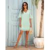 imageBlooming Jelly Womens White Dresses Short Sleeve V Neck Ruffle Cute Sun Dress Chiffon Flowy Shift Mini DressLight Green