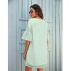 imageBlooming Jelly Womens White Dresses Short Sleeve V Neck Ruffle Cute Sun Dress Chiffon Flowy Shift Mini DressLight Green