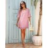 imageBlooming Jelly Womens White Dresses Short Sleeve V Neck Ruffle Cute Sun Dress Chiffon Flowy Shift Mini DressLight Pink