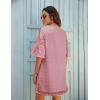 imageBlooming Jelly Womens White Dresses Short Sleeve V Neck Ruffle Cute Sun Dress Chiffon Flowy Shift Mini DressLight Pink