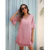 imageBlooming Jelly Womens White Dresses Short Sleeve V Neck Ruffle Cute Sun Dress Chiffon Flowy Shift Mini DressLight Pink