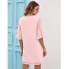 imageBlooming Jelly Womens White Dresses Short Sleeve V Neck Ruffle Cute Sun Dress Chiffon Flowy Shift Mini DressPink