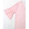 imageBlooming Jelly Womens White Dresses Short Sleeve V Neck Ruffle Cute Sun Dress Chiffon Flowy Shift Mini DressPink