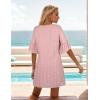 imageBlooming Jelly Womens White Dresses Short Sleeve V Neck Ruffle Cute Sun Dress Chiffon Flowy Shift Mini DressPink2