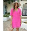 imageBlooming Jelly Womens White Dresses Short Sleeve V Neck Ruffle Cute Sun Dress Chiffon Flowy Shift Mini DressWatermelon Red