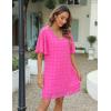 imageBlooming Jelly Womens White Dresses Short Sleeve V Neck Ruffle Cute Sun Dress Chiffon Flowy Shift Mini DressWatermelon Red