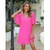 imageBlooming Jelly Womens White Dresses Short Sleeve V Neck Ruffle Cute Sun Dress Chiffon Flowy Shift Mini DressWatermelon Red
