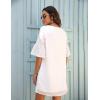 imageBlooming Jelly Womens White Dresses Short Sleeve V Neck Ruffle Cute Sun Dress Chiffon Flowy Shift Mini DressWhite