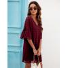 imageBlooming Jelly Womens White Dresses Short Sleeve V Neck Ruffle Cute Sun Dress Chiffon Flowy Shift Mini DressWine Red