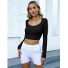imageBlooming Jelly Womens Workout Long Sleeve Yoga TShirt Athletic Tee Slim Fit Sexy Yoga Shirt Cropped TopsBlack