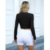 imageBlooming Jelly Womens Workout Long Sleeve Yoga TShirt Athletic Tee Slim Fit Sexy Yoga Shirt Cropped TopsBlack